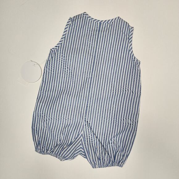 Edgehill Collection Blue Striped Boy's Summer Romper Size 6 Months NWT - Picture 5 of 5